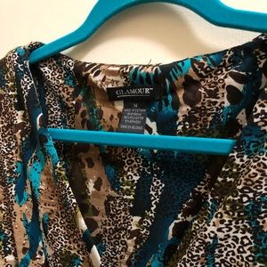 Leopard/teal sleeveless dress